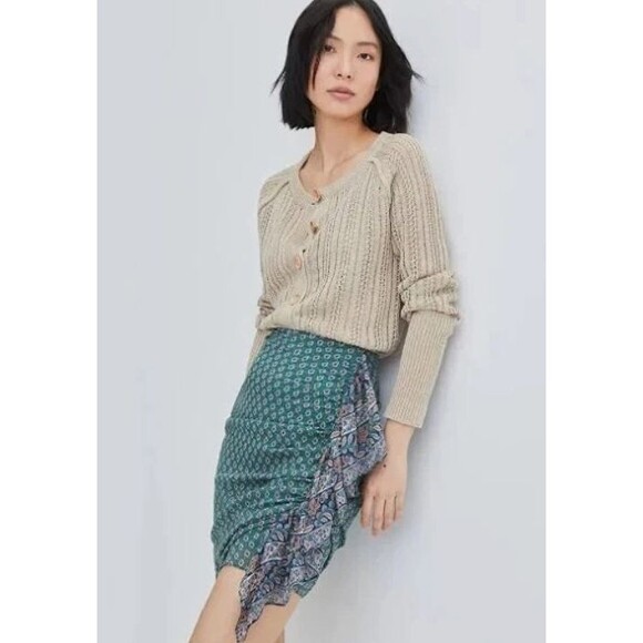 VERONICA BEARD Dresses & Skirts - VERONICA BEARD WOMEN'S SPENCER SKIRT 100% SILK GEORGETTE WITH RUFFLED SIZE 12